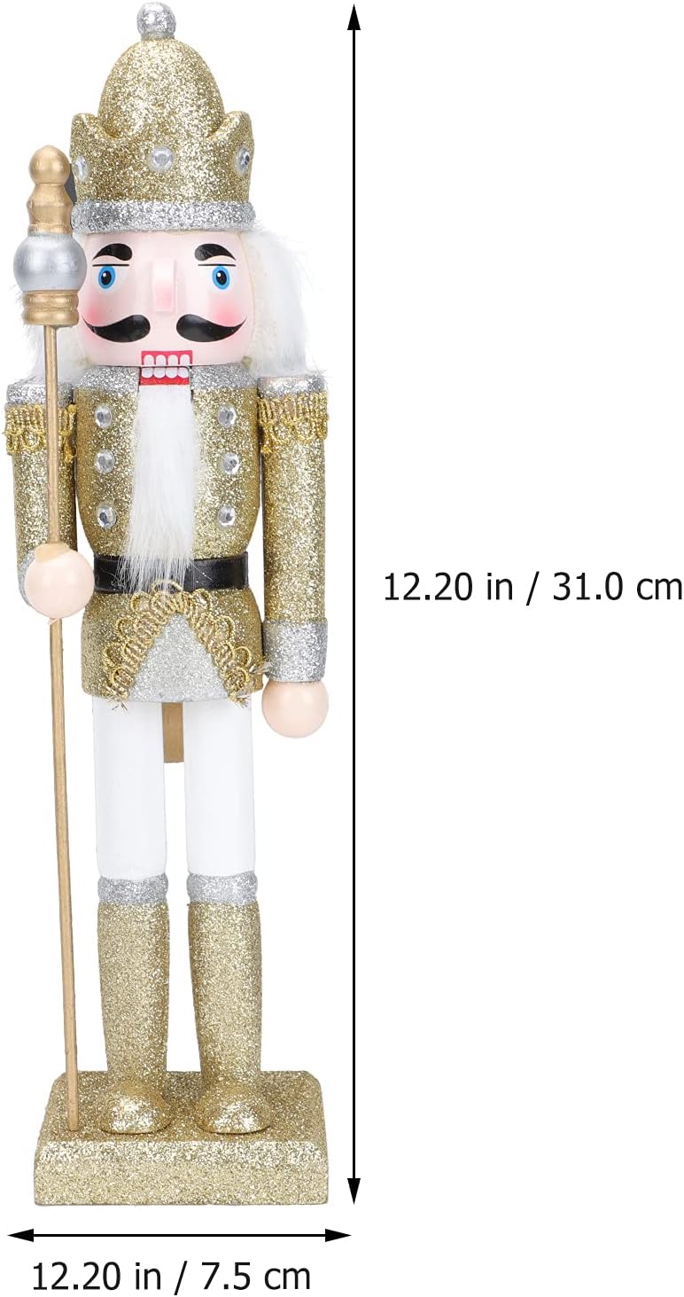 PASOLABE Store Christmas Nutcrackers Gold Nutcracker Figures 12 Inch Christmas Nutcracker Ornaments Gold Glitter Nutcracker Christmas Decorations for Festival Party Decoration - Image 2