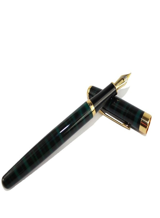 Gullor Executive Arrow Iridium Medium Nib Fountain Pen 388 Black and Green Stripes - Image 1