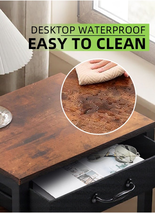 2Pcs Coffee Service Table Set Sofa Side Nesting Table End Table For Home Living Room Bedroom Small Coffee Table with Storage Fabric Drawer Metal Frame Easy Assembly