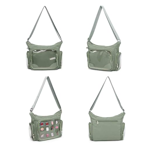 CHERRY SAUCE Canvas Ita Bag Crossbody Shoulder Bag Kawaii Purses and Handbags with Anime Pins Display - Image 5