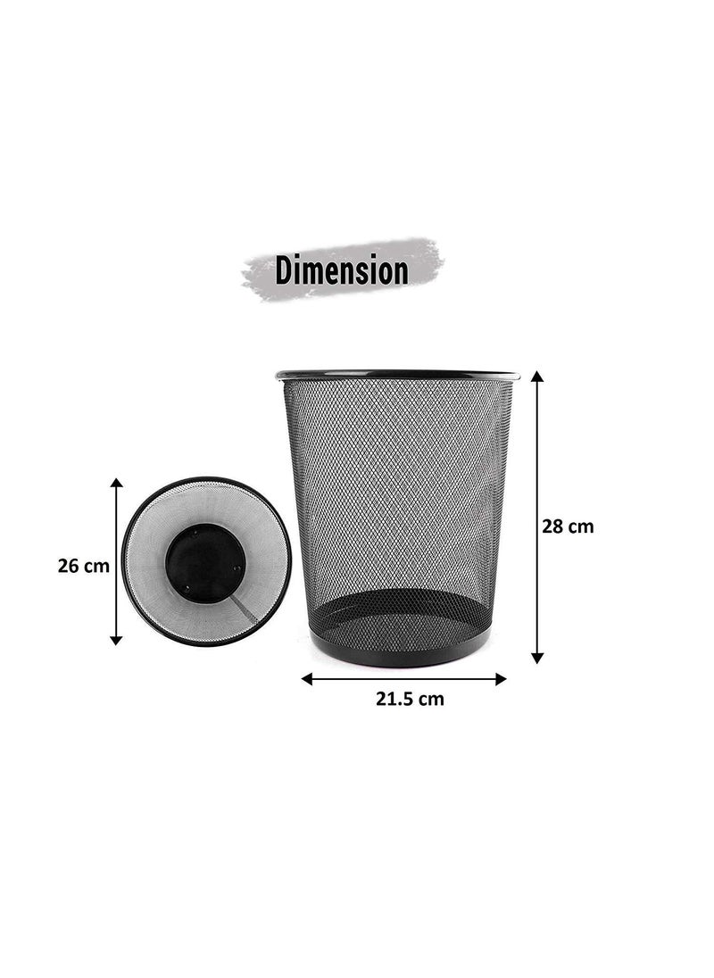 VeleSolv VeleSolv Pack of 4 Metal Mesh Dustbin for Office use HomeMultipurpose Medium Black  - Image 2
