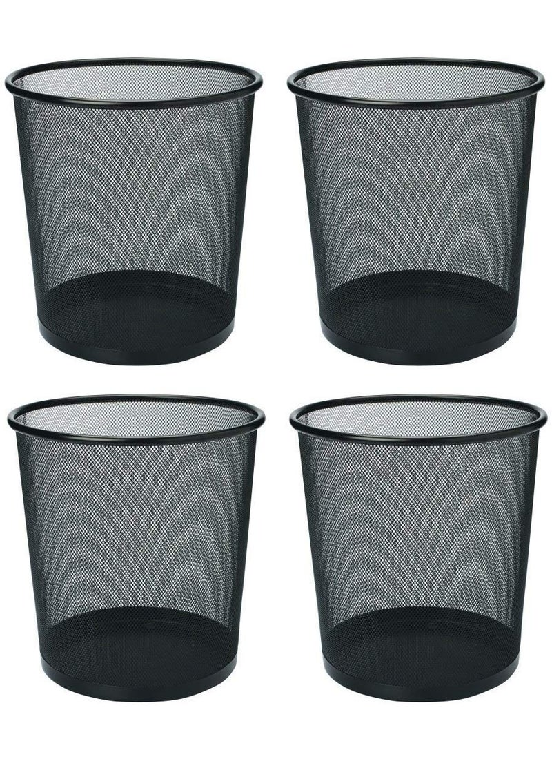 VeleSolv VeleSolv Pack of 4 Metal Mesh Dustbin for Office use HomeMultipurpose Medium Black  - Image 1