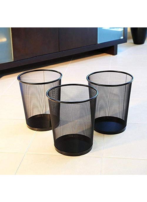 VeleSolv VeleSolv Pack of 4 Metal Mesh Dustbin for Office use HomeMultipurpose Medium Black  - Image 3