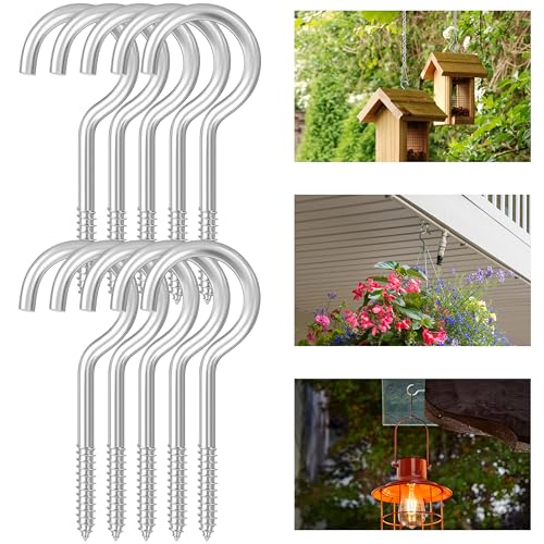 Dpyrrhic 4 Inch Large Heavy Duty Screw Hooks, 10 Pcs Ceiling Hooks for Hanging Plants Indoor and Outdoor Use - Image 1
