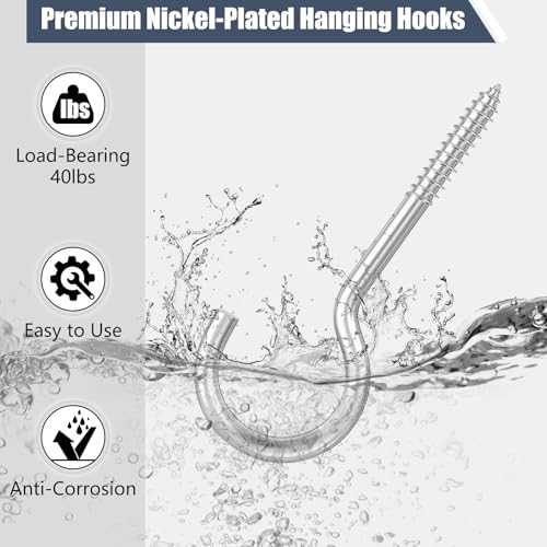 Dpyrrhic 4 Inch Large Heavy Duty Screw Hooks, 10 Pcs Ceiling Hooks for Hanging Plants Indoor and Outdoor Use - Image 3