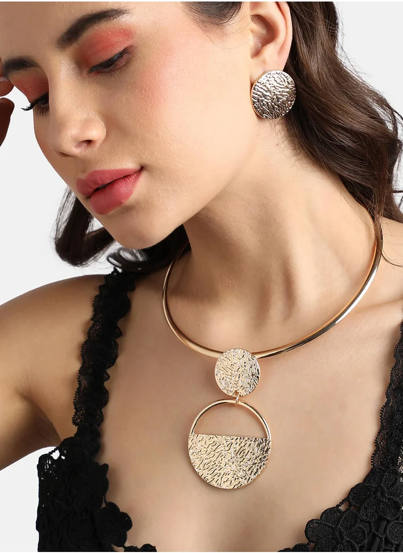 SOHI Gold-Coloured Metallic Circular Jewellery Set