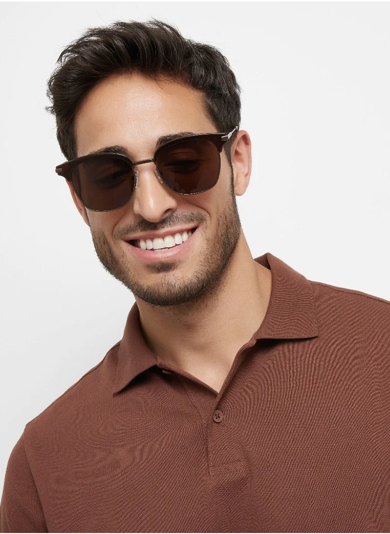 30Sundays Fossil,Men Sunglasses, Square Sunglasses, UV Protection: UV400 (Brown,Brown)