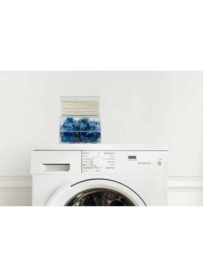 TPGP Laundry Pod Holder & Dryer Sheet Dispenser - 2 Compartment Acrylic Container w/Lids for Storing Clothes Pins, Cotton Balls, Dishwasher Pods for Laundry Room Organization - Image 4