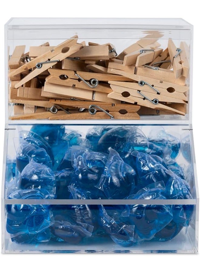 TPGP Laundry Pod Holder & Dryer Sheet Dispenser - 2 Compartment Acrylic Container w/Lids for Storing Clothes Pins, Cotton Balls, Dishwasher Pods for Laundry Room Organization - Image 5