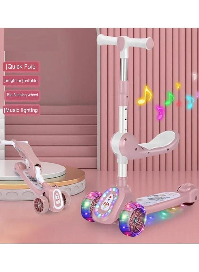 3 Wheel Scooter for Kids, Outdoor and Sports Scooter with LED Light Seat and Adjustable Handle Suitable