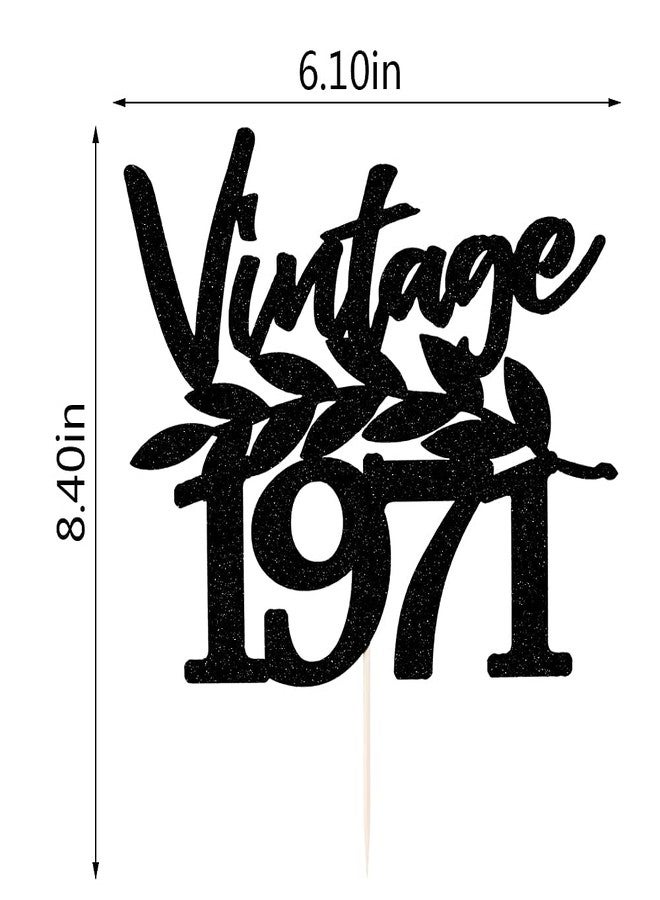 فيستيكو زينة كعكة فيستيكو® الكلاسيكية لعام 1971 - زينة كعكة عيد الميلاد الخمسين باللون الأسود اللامع، زينة كعكة لحفلات أعياد ميلاد الرجال والنساء، زينة مرحة ورائعة بمناسبة بلوغ الخمسين. - Image 3