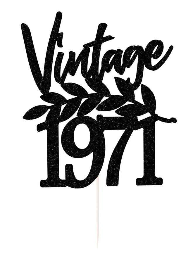 فيستيكو زينة كعكة فيستيكو® الكلاسيكية لعام 1971 - زينة كعكة عيد الميلاد الخمسين باللون الأسود اللامع، زينة كعكة لحفلات أعياد ميلاد الرجال والنساء، زينة مرحة ورائعة بمناسبة بلوغ الخمسين. - Image 2