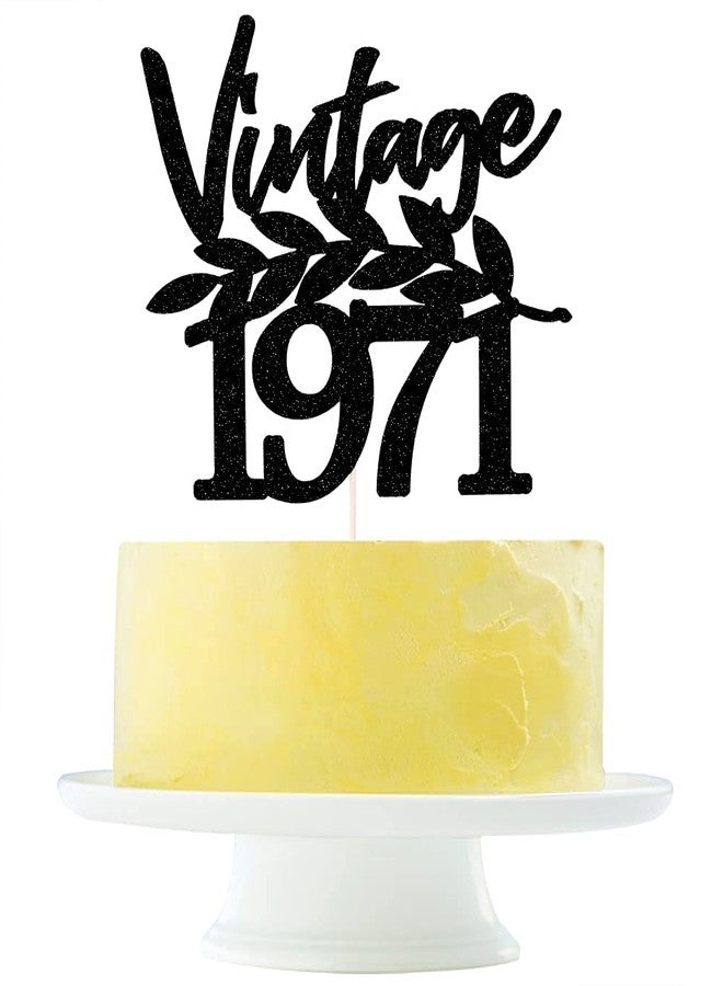 فيستيكو زينة كعكة فيستيكو® الكلاسيكية لعام 1971 - زينة كعكة عيد الميلاد الخمسين باللون الأسود اللامع، زينة كعكة لحفلات أعياد ميلاد الرجال والنساء، زينة مرحة ورائعة بمناسبة بلوغ الخمسين. - Image 1