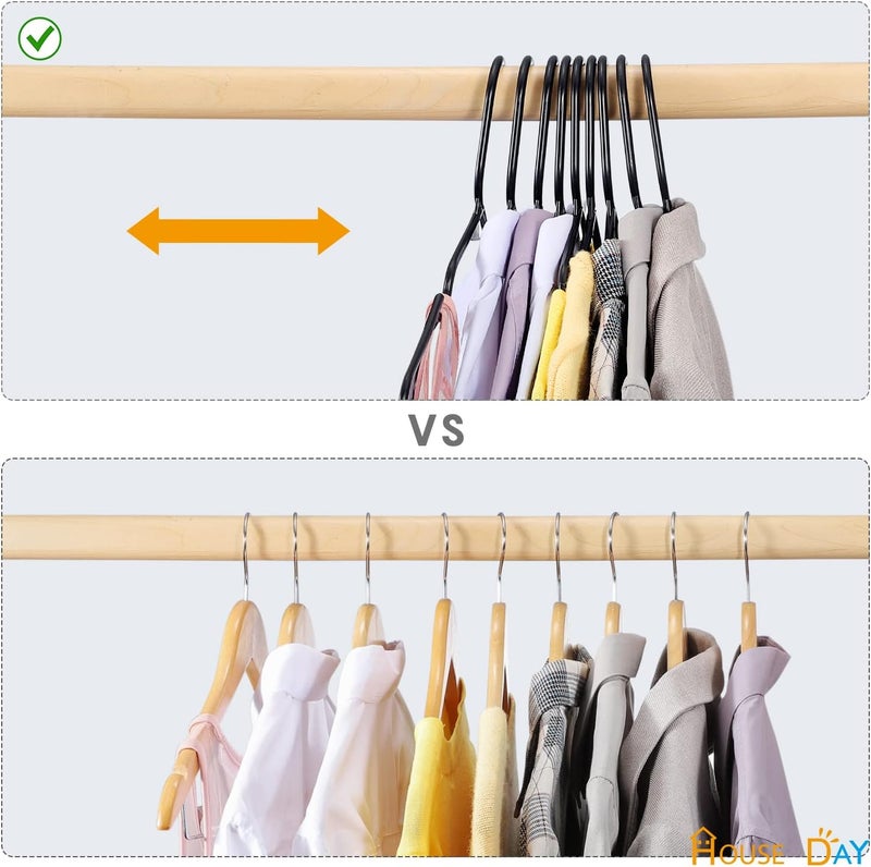 HOUSE DAY Pack of 50 Plastic Trouser Hangers - Non-Slip, Space Saving, Durable for Clothes, Black - Image 2