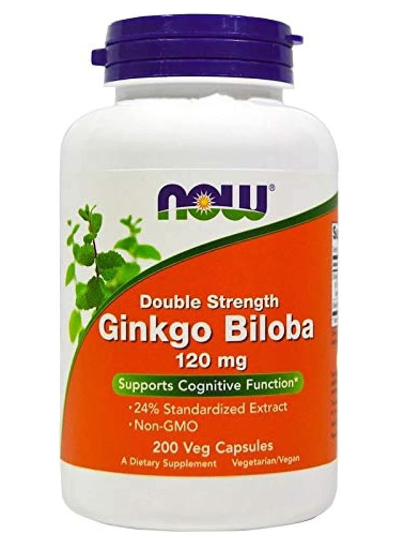 now Ginkgo Biloba Double Strength 120 Mg 200 Veg Capsules
