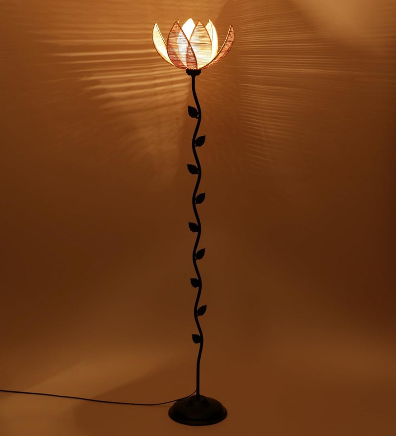 AMDHOME Metal Floor Lamp Beige Pack of 1 lamp 1 Base 1 Wire Connector 1 Shade - Image 3