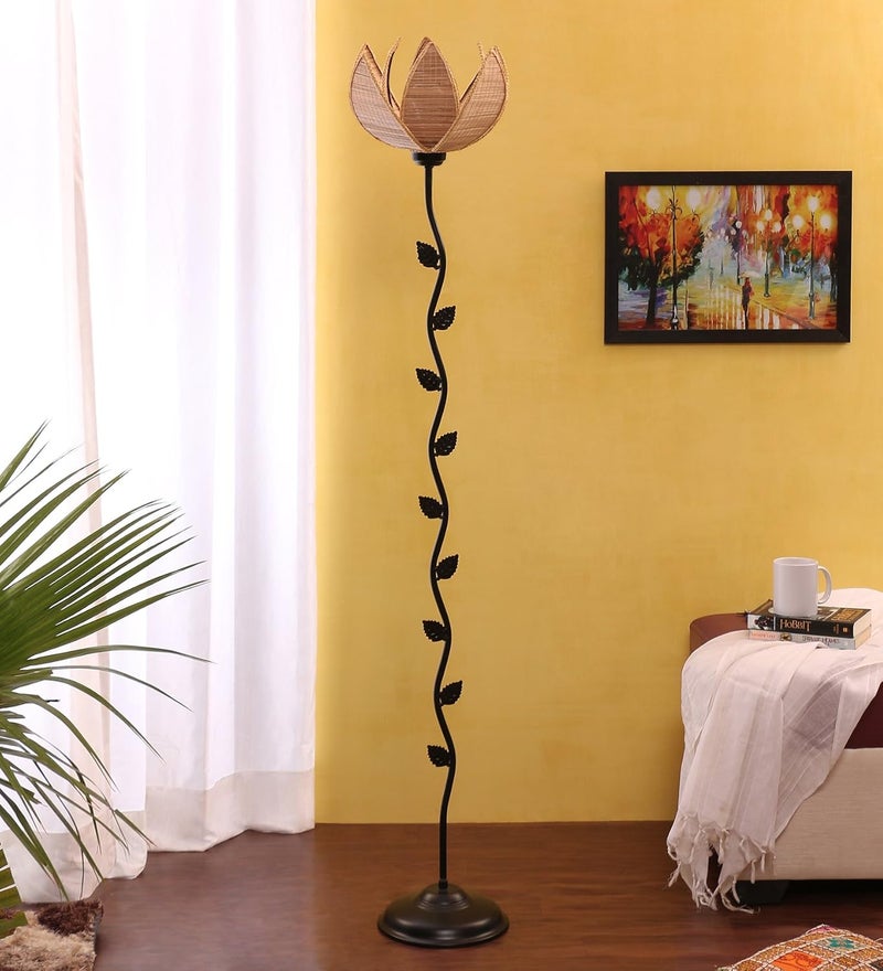 AMDHOME Metal Floor Lamp Beige Pack of 1 lamp 1 Base 1 Wire Connector 1 Shade - Image 2