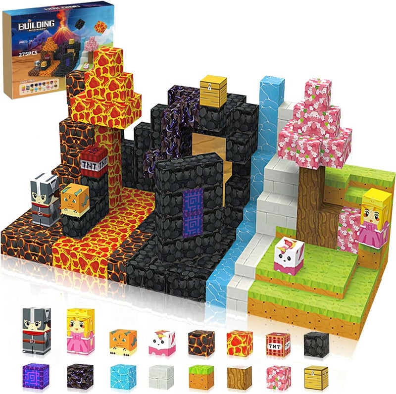Moonmen 120 Pieces 3D Magnetic Building Blocks Set, Toddler Toys STEM Sensory Outdoor Toys for 3+ Year Old Boys & Girls, Creative Kids Games (Kingdom Adventure) - Image 1