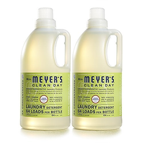 MRS. MEYER'S CLEAN DAY Liquid Laundry Detergent, Biodegradable Formula Infused with Essential Oils, Lemon Verbena, 64 oz - Pack of 2 (128 Loads) - Image 1