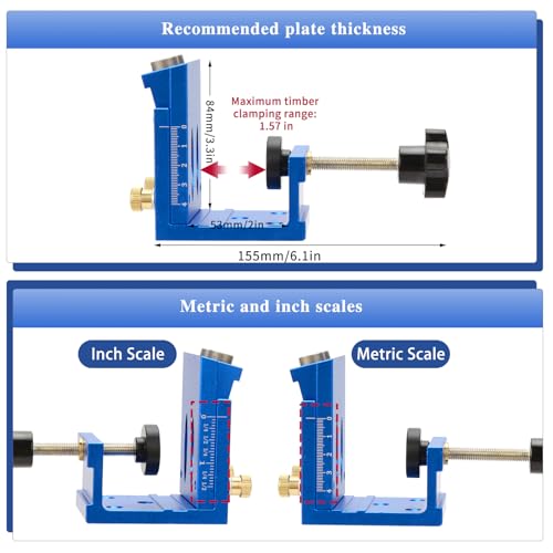 GQGP Pocket Hole Jig Kit, Metal Pocket Screw Jig 15 Degree Drilling Locator,Pocket Dowel Hole Jig System Set Wood Joint Angle Tool (Blue) - Image 4