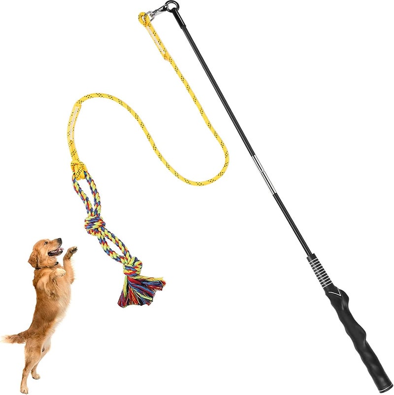 DIBBATU Flirt Pole for Dogs Interactive Dog Toys for Large Medium Small Dogs Chase and Tug of War, Dog Teaser Wand with Lure Chewing Toy for Dog Outdoor Exercise 1 pcs - Image 1