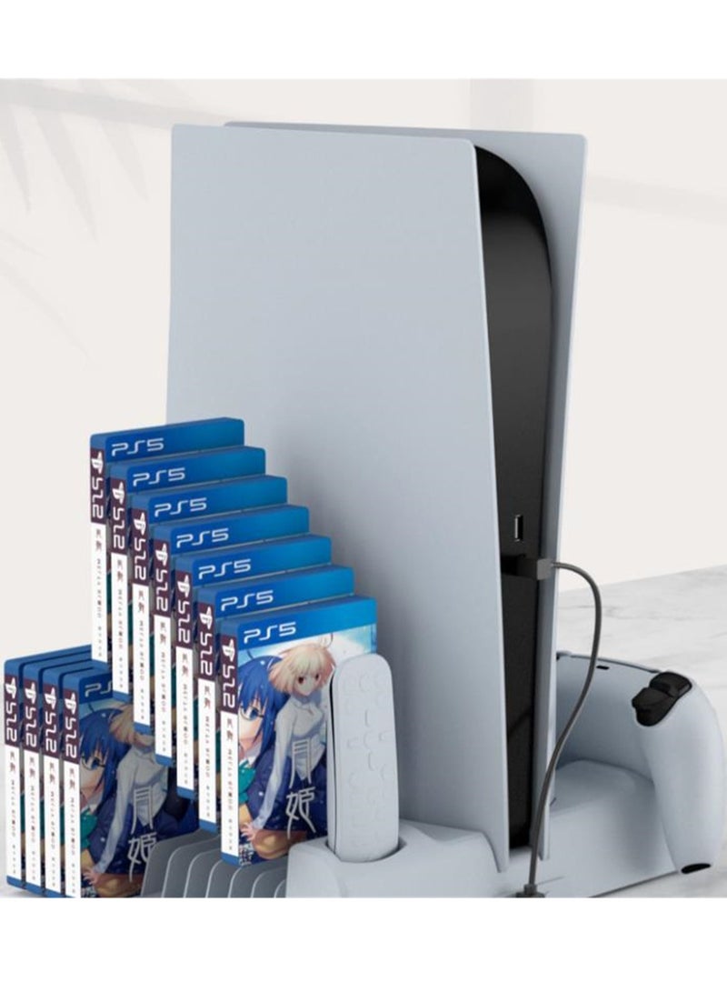 PS5 game console cooling fan base PS5 controller with blue light charger base with disc storage rack - Image 3