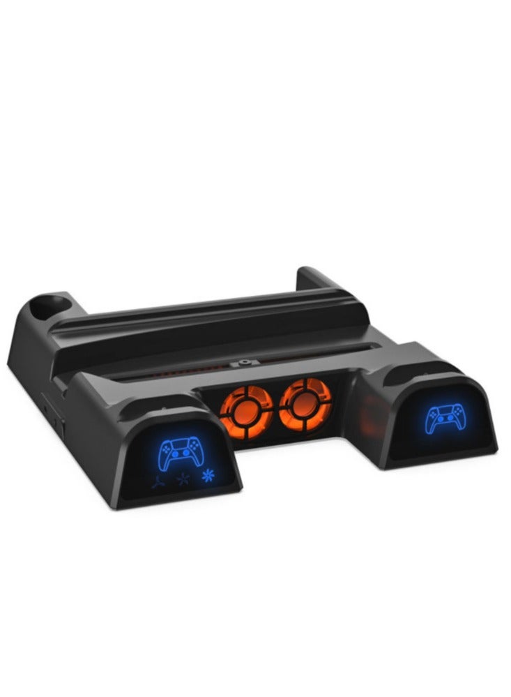 PS5 game console cooling fan base PS5 controller with blue light charger base with disc storage rack - Image 1