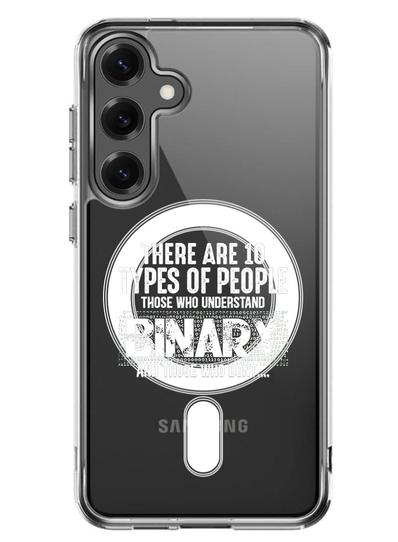 Theodor Magnetic Case for Samsung Galaxy S25 6.2-inch Compatible with MagSafe Wireless Charging, Shockproof Phone Bumper Cover Binary White - Image 1