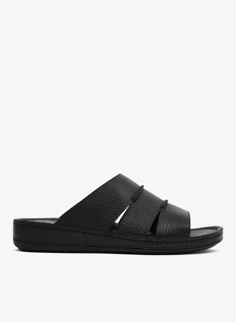 COMFORT PLUS MEN'S LEATHER SLIDE SANDAL BLACK