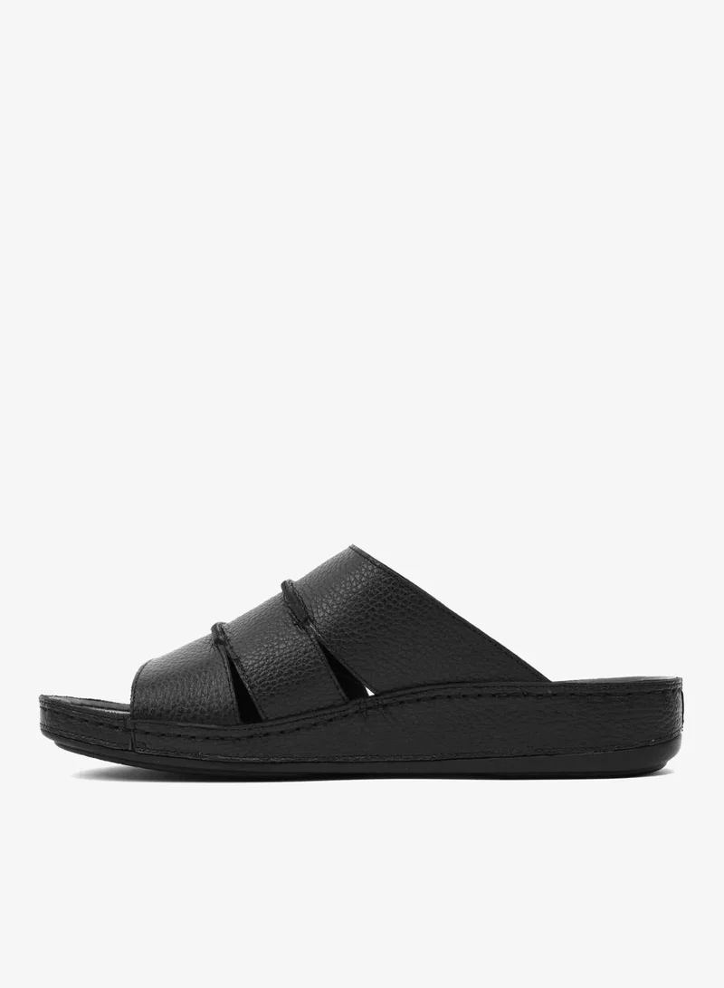 Comfort Plus  COMFORT PLUS MEN'S LEATHER SLIDE SANDAL BLACK for Men | Best Price UAE