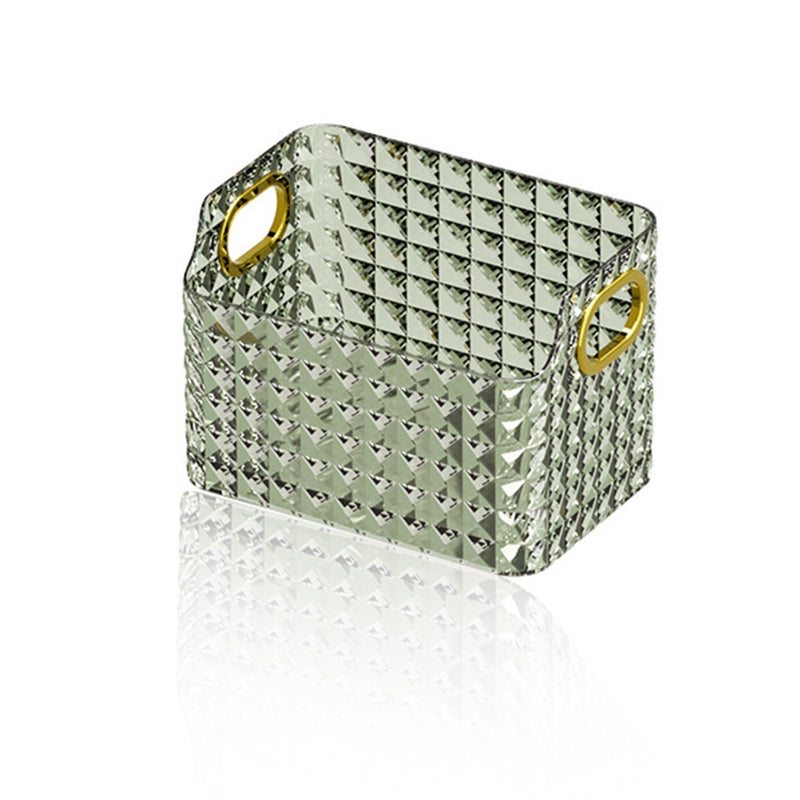 Homestic Makeup Desk Organizer | Diamond Cut Glass Finishing ABS | Multipurpose Cosmetic Organiser | large capacity | Skin Care Products Holder for Dressing Table | Dark Green - Image 1