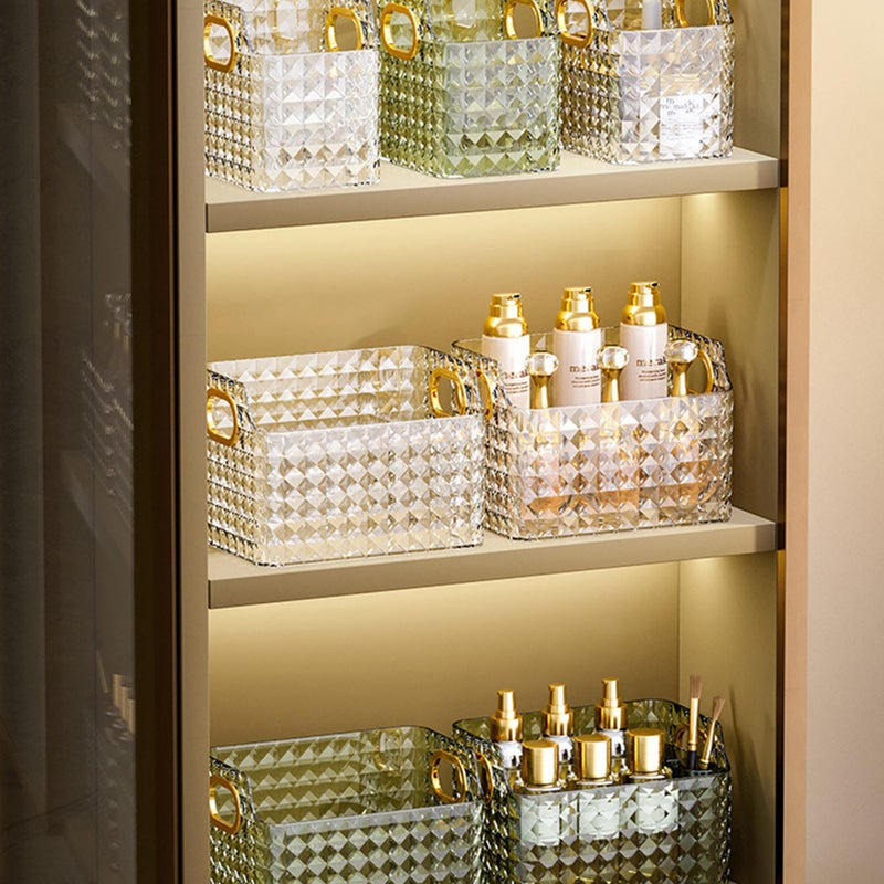 Homestic Makeup Desk Organizer | Diamond Cut Glass Finishing ABS | Multipurpose Cosmetic Organiser | large capacity | Skin Care Products Holder for Dressing Table | Dark Green - Image 5