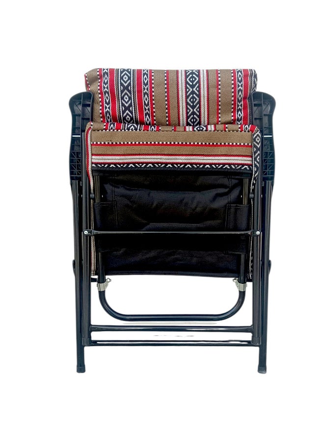 GO2CAMPS 2 Pcs - Folding Camping Chair with Cusion Premium Quality | Sadu Chair | Beach Chair | Garden Chair | Fishing Chair | Travel Chair | Picnic Chair-Premium Arabic Traditional Sadu Camping Chair – Durable Padded Cotton Cushion Seat with Cozy Armrests – Foldable Majlis Style for Desert Travel, Outdoor Picnics, BBQs & Cultural Gatherings (Compo Pack) - Image 3