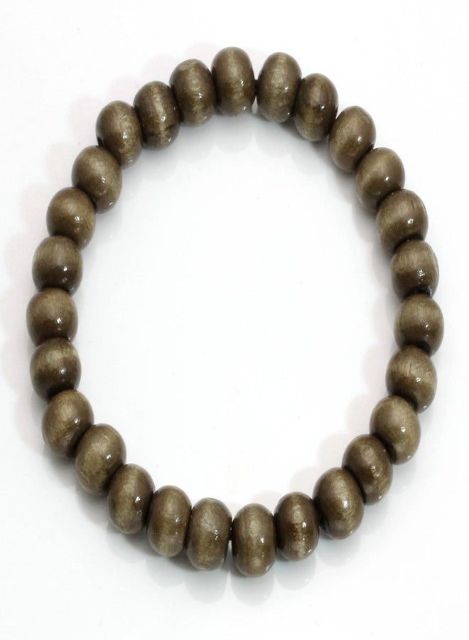 MILAKOO 5 Pcs Wooden Beaded Bracelet Bangle for Men and Women Elastic 8MM Beads - Image 3