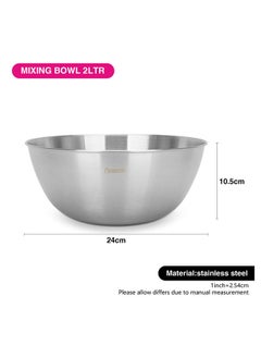 Fissman Mixing Bowl 24x10.5cm / 2.0 Ltr Stainless Steel  - Image 2