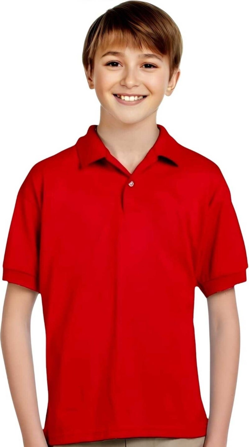 3-Piece Boys Cotton Polo Collar T-Shirt Daily and School Uniform School T-Shirt