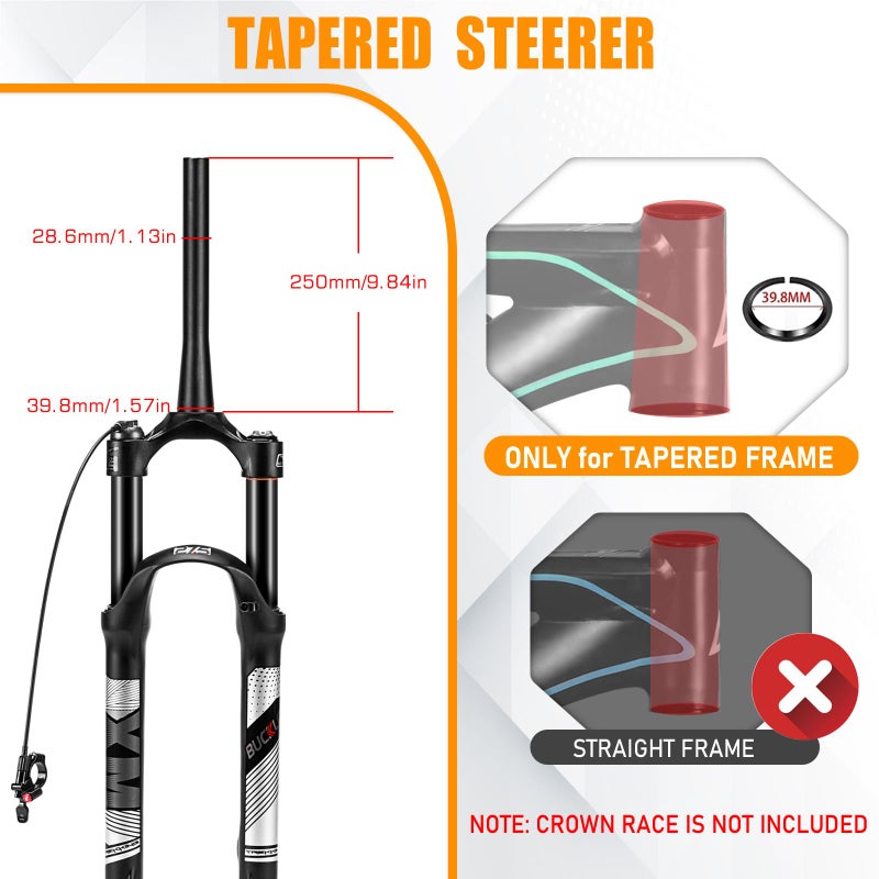 BUCKLOS 26/27.5/29 Travel 120mm MTB Air Suspension Fork, Rebound Adjust 1 1/8 Straight/Tapered Tube QR 9mm Manual/Remote Lockout XC AM Ultralight Mountain Bike Front Forks - Image 3