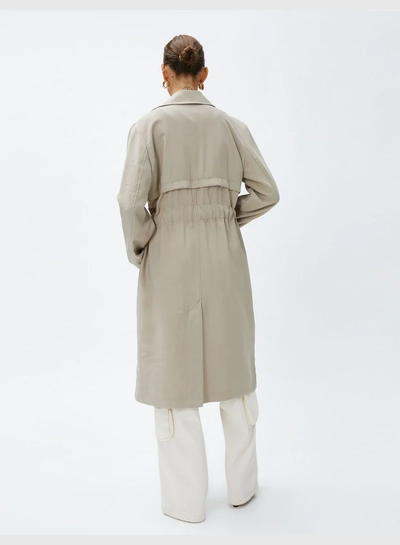 KOTON Silky Fabric Wrapped Belted Trench Coat