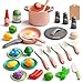JOKERKING 35Pcs Kids Kitchen Toy Accessories Toddler Pretend Cooking Playset with Play Pots Pans Utensils Cookware Play Food Set Toy Vegetables Learning Gift for Girls  Boys Pink - Image 2