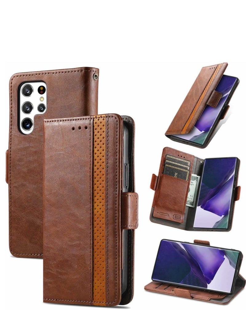 Captaintech Case for Samsung S22 Ultra case KASTWAVE RFID Blocking Leather Wallet Phone case Credit Card Holdersim Card Key Storage Flip Folio Shockproof case for Samsung Galaxy S22 Ultra case 6.8'' - Image 1