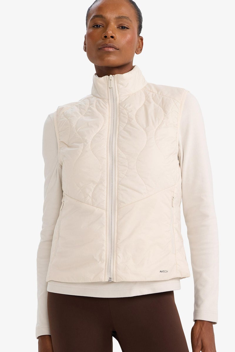 DeFacto Beige Woman Waterproof Regular Fit Zip-Up Sports Vest Casual - Image 4