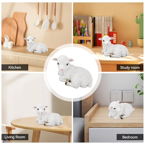 Jwthee Mini Sheep Figurines, Mini Sheep Figurines Home Decor Small Sheep Resin Lamb Figurines Statues Lamb Statue Sheep Ornaments Desktop Decoration for Yard Patio Landscaping Home Decor - Image 2