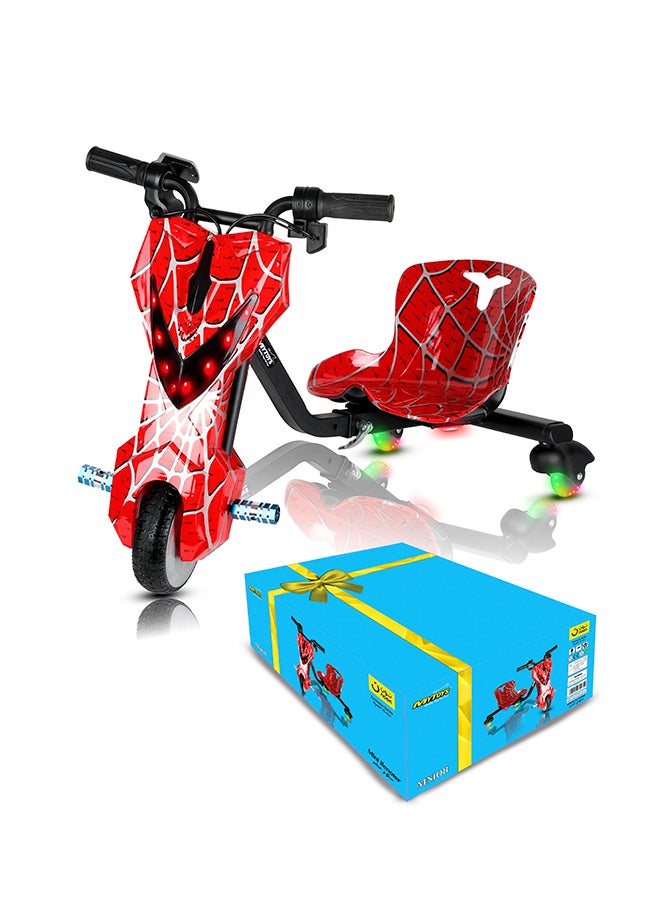 MyToys | Mini 36V High-Power 360Â° Electric Stunt Drifting Scooter For Kids & Adults - Adjustable Body With Bluetooth & Protective Gear, 3 Speed Modes, 250W Brushless Motor, 8-15 Km/H With 80 Kg Load, Noon Exclusive Series - Spider | Red | Age 6+ - Image 2