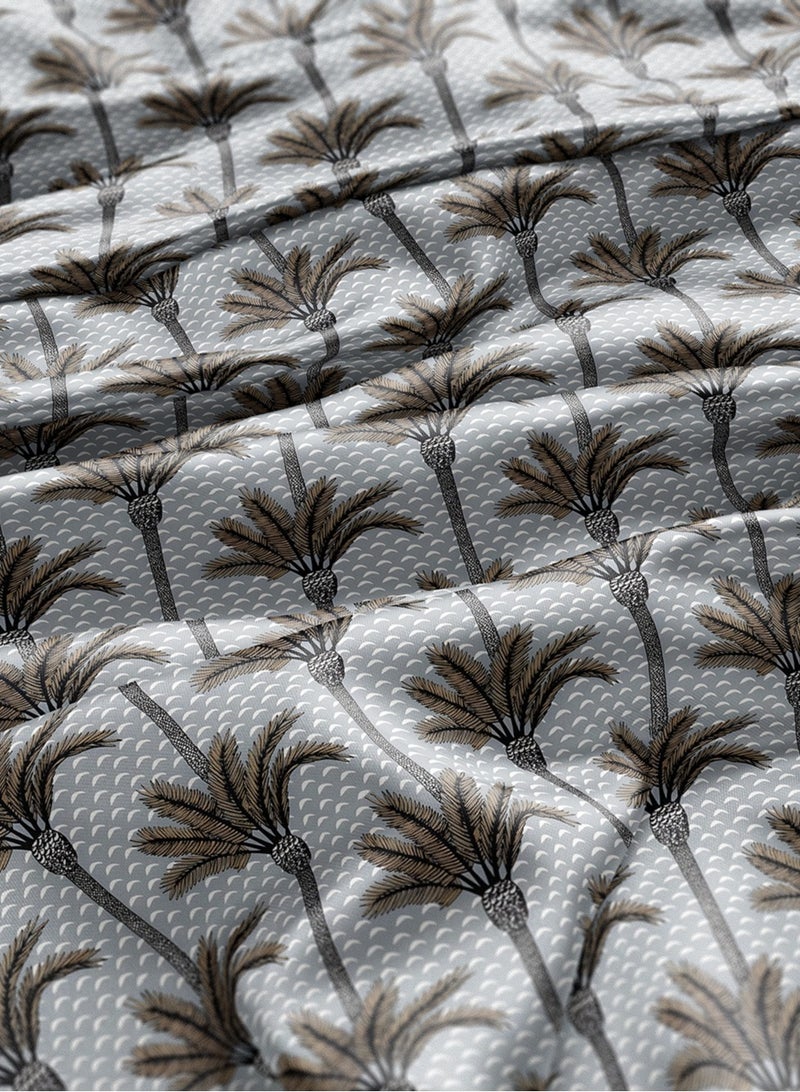 Vellato Al Lail Aramny Silk Fabric By The Yard Palm Tree Design In Grey And Brown Jalabiya Makhweer Dressmaking 58 Inches Width - Image 3