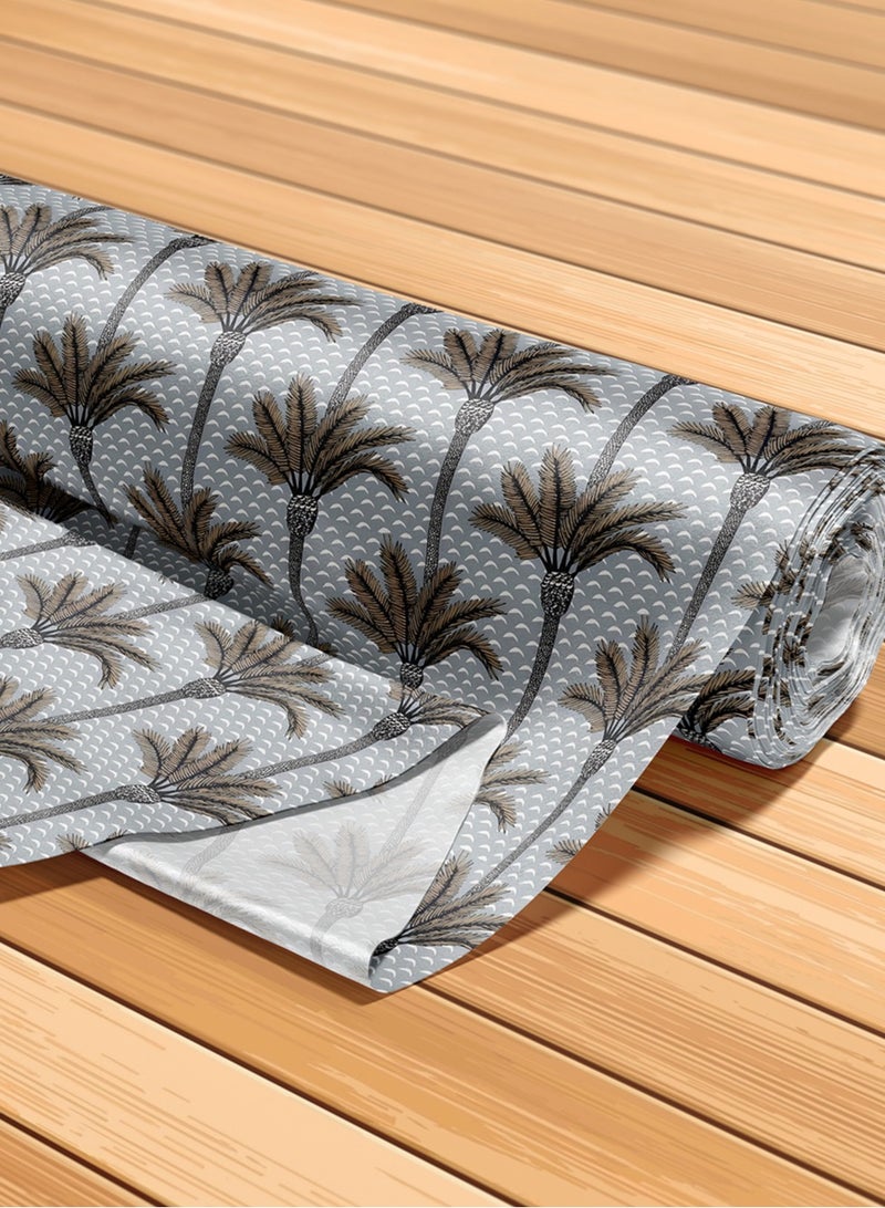 Vellato Al Lail Aramny Silk Fabric By The Yard Palm Tree Design In Grey And Brown Jalabiya Makhweer Dressmaking 58 Inches Width - Image 5