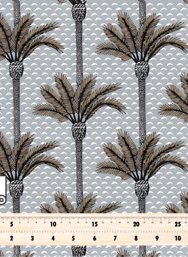 Vellato Al Lail Aramny Silk Fabric By The Yard Palm Tree Design In Grey And Brown Jalabiya Makhweer Dressmaking 58 Inches Width - Image 4