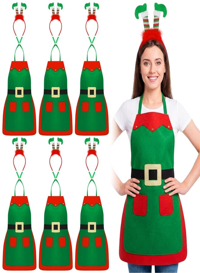 Toulite 12 Pcs Christmas Elf Aprons and Elves Headband Elf costume Costume Headband Headwear for Adult Xmas Party Accessories(Fashion Colors) - Image 1