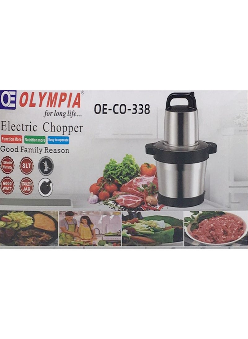 Olympia 8 لتر متعددة الوظائف الكهربائية تايوان الفولاذ المقاوم للصدأ الثوم المنزلية، مفرمة اللحم الكهربائية، مفرمة الطعام الميكانيكية - Image 4