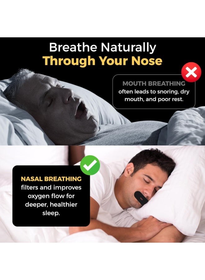 Nexso Black Mouth Tape for Sleeping Adults | 30 Hypoallergenic Nasal Breathing Strips for Snore Reduction | Comfortable, Medical-Grade Adhesive | Promotes Restorative Sleep & Better Sleep Quality - Image 3