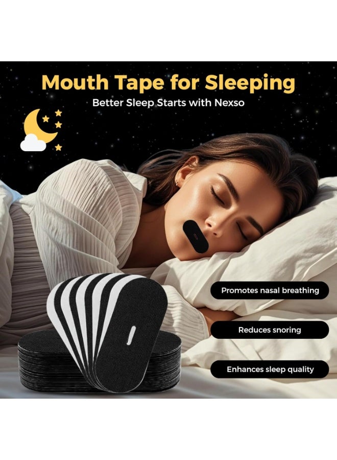Nexso Black Mouth Tape for Sleeping Adults | 30 Hypoallergenic Nasal Breathing Strips for Snore Reduction | Comfortable, Medical-Grade Adhesive | Promotes Restorative Sleep & Better Sleep Quality - Image 2